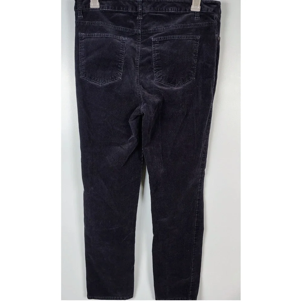Talbots Womens SZ 12 Corduroy Straight Leg Pant Navy Blue Dark Academia Preppy